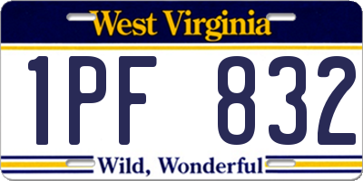 WV license plate 1PF832