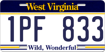 WV license plate 1PF833