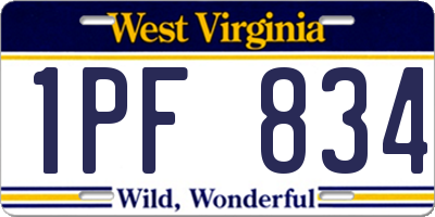 WV license plate 1PF834