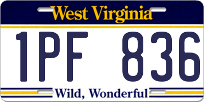 WV license plate 1PF836