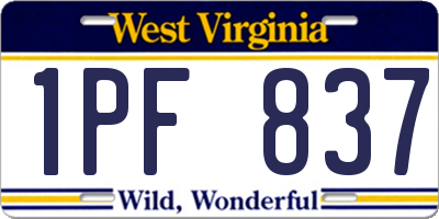 WV license plate 1PF837