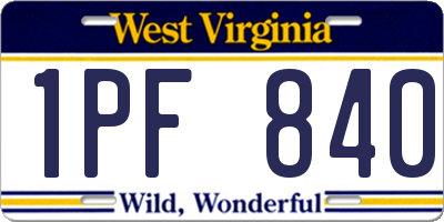 WV license plate 1PF840