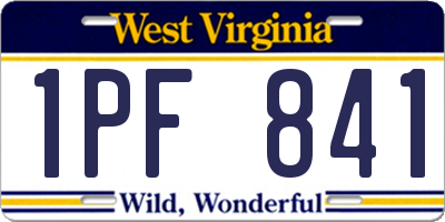 WV license plate 1PF841