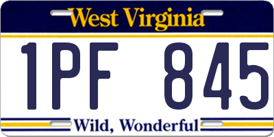 WV license plate 1PF845