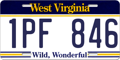 WV license plate 1PF846
