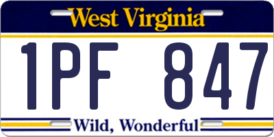 WV license plate 1PF847