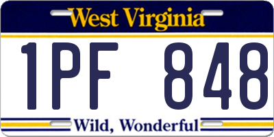 WV license plate 1PF848