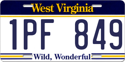 WV license plate 1PF849