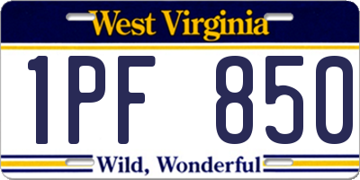 WV license plate 1PF850
