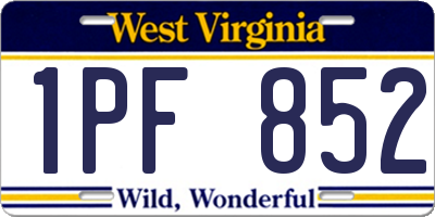 WV license plate 1PF852