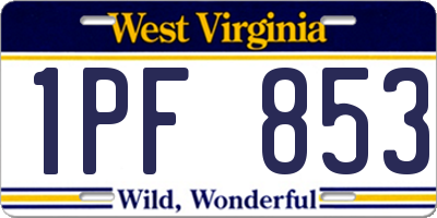 WV license plate 1PF853