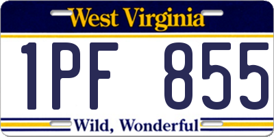 WV license plate 1PF855