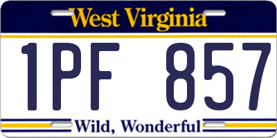 WV license plate 1PF857