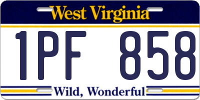 WV license plate 1PF858