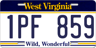 WV license plate 1PF859