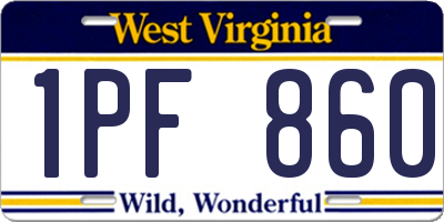 WV license plate 1PF860