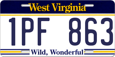 WV license plate 1PF863