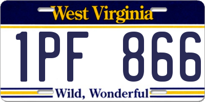 WV license plate 1PF866