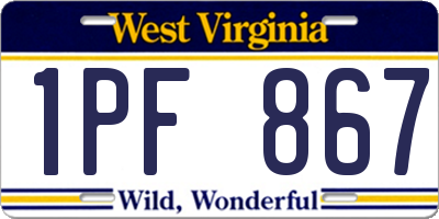 WV license plate 1PF867