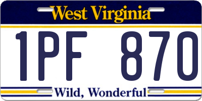 WV license plate 1PF870