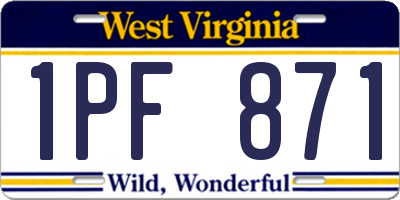 WV license plate 1PF871
