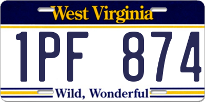 WV license plate 1PF874
