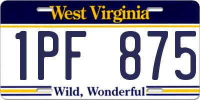 WV license plate 1PF875