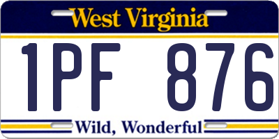 WV license plate 1PF876