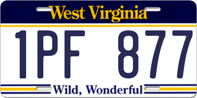 WV license plate 1PF877