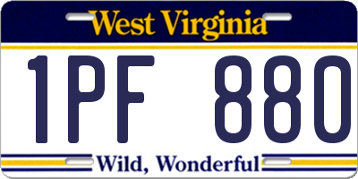 WV license plate 1PF880