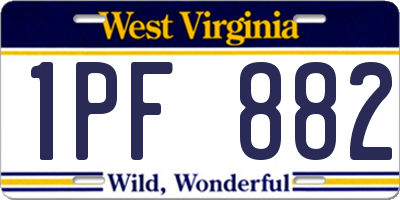 WV license plate 1PF882