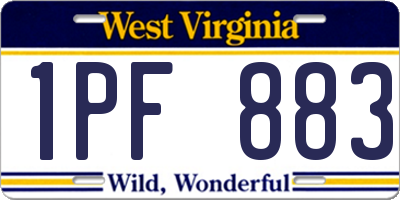 WV license plate 1PF883