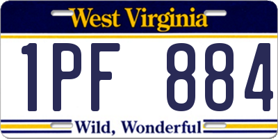 WV license plate 1PF884