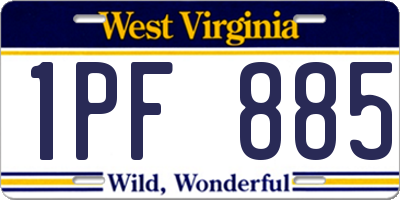 WV license plate 1PF885