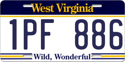 WV license plate 1PF886