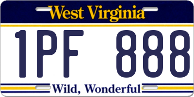 WV license plate 1PF888