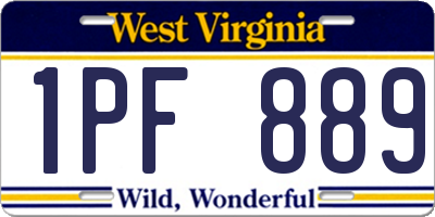WV license plate 1PF889