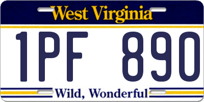 WV license plate 1PF890