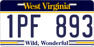 WV license plate 1PF893