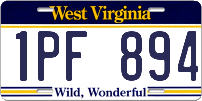 WV license plate 1PF894