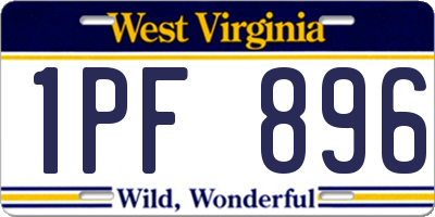 WV license plate 1PF896