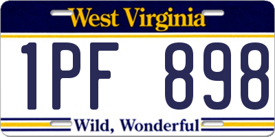 WV license plate 1PF898