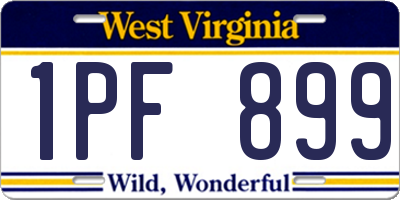 WV license plate 1PF899