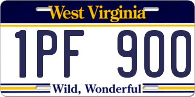 WV license plate 1PF900