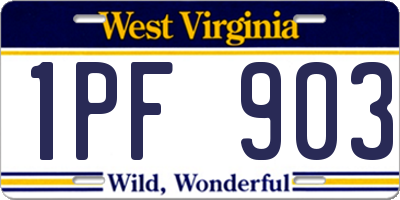 WV license plate 1PF903
