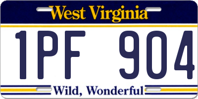 WV license plate 1PF904