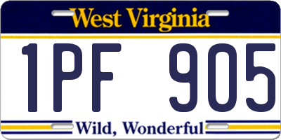 WV license plate 1PF905