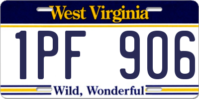 WV license plate 1PF906