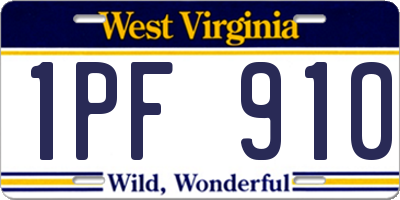 WV license plate 1PF910
