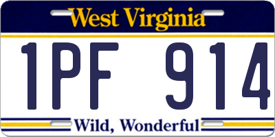 WV license plate 1PF914